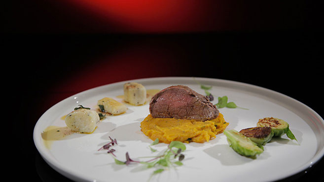 Ash & Camilla Veal Loin with Pumpkin Beurre Noisette Purée and Truffle Gnocci Recipe