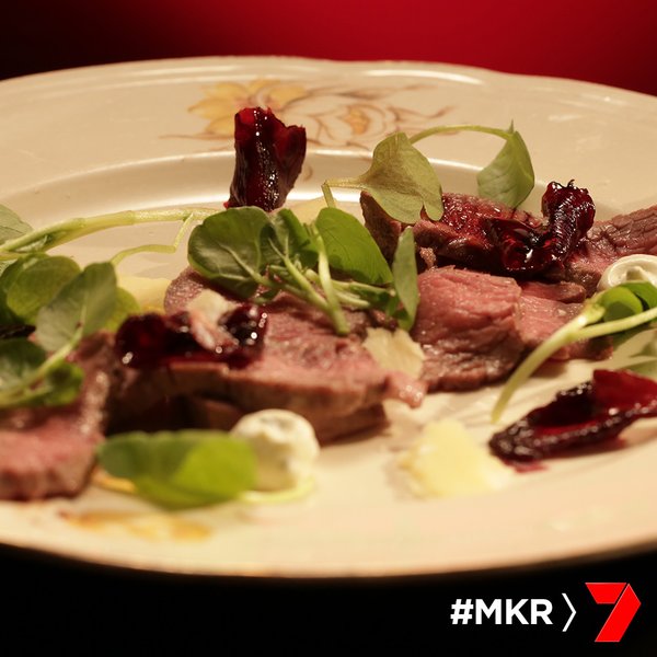 lamb backstrap with picked beetroot and chive crème fraîche