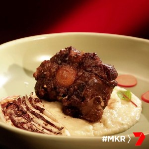 Braised Oxtail with Jerusalem Artichoke Purée and Horseradish Cream