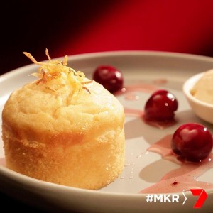 Lemon Yoghurt Cake with Cherries and Crème Fraîche Ice Cream
