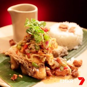 Crispy Fried Barramundi with Apple, Coriander and Tamarind Dressing