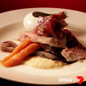 suckling pig with celeriac and apple